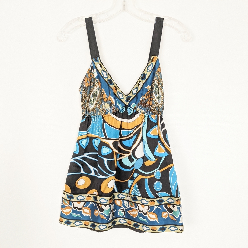 Hale Bob Silk Camisole Tank Tunic Top, XS